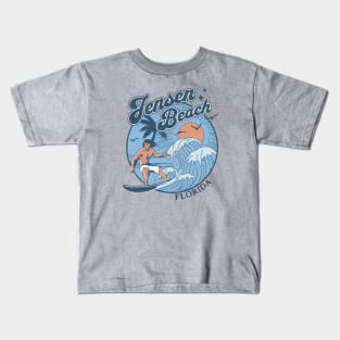 1970s Vintage Surfing Jensen Beach, Florida Retro Sunset // Old School Surfer // Surf Florida Kids T-Shirt